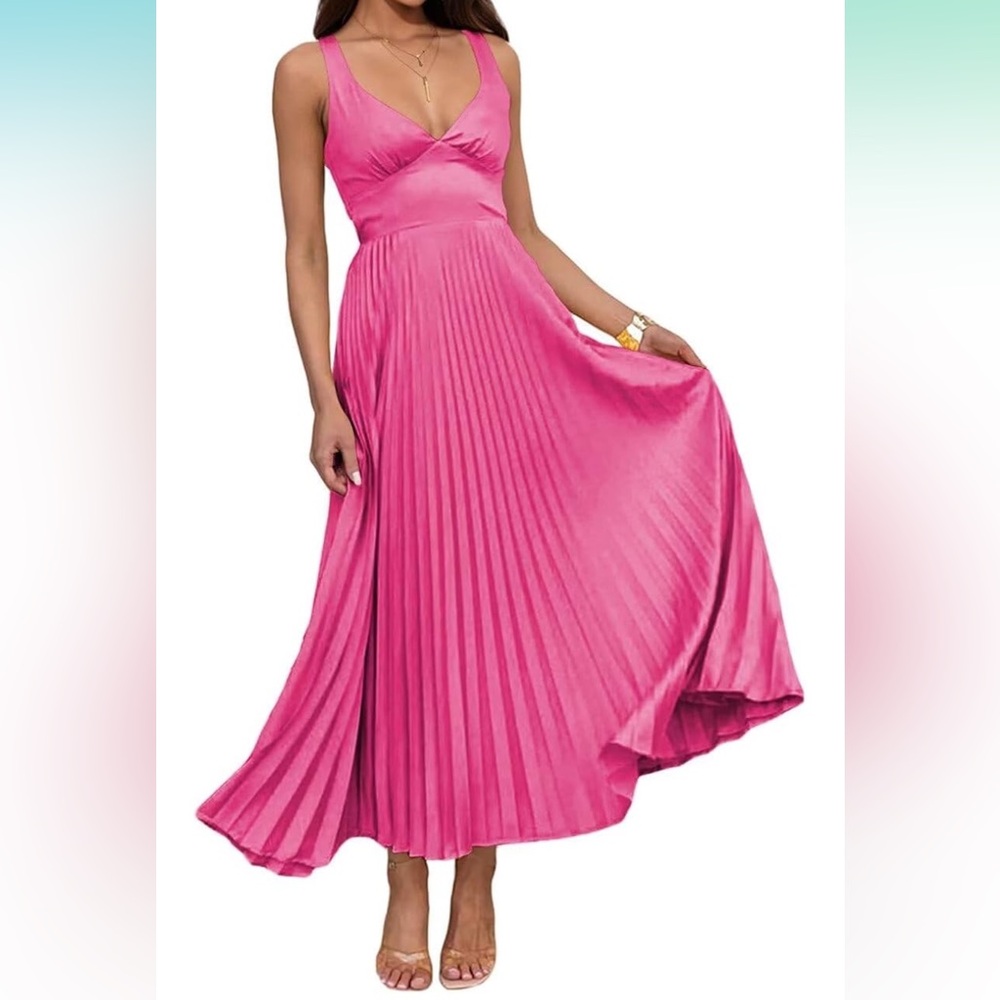 NWT Women’s Pink Pleated Maxi Dress Size 6